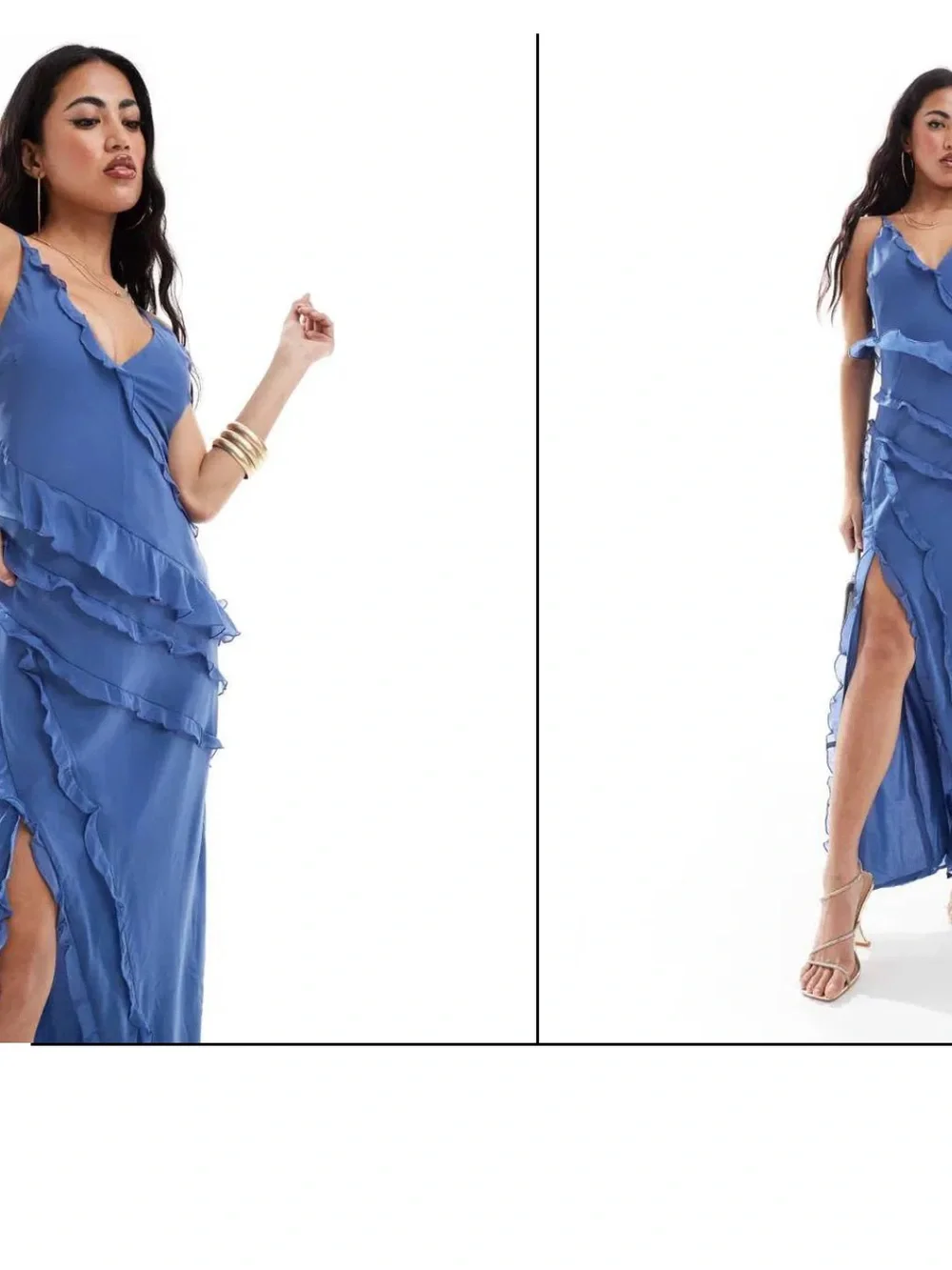 Abercrombie & Fitch Cornflower Blue Slip Dress ruffle fairy wedding guest